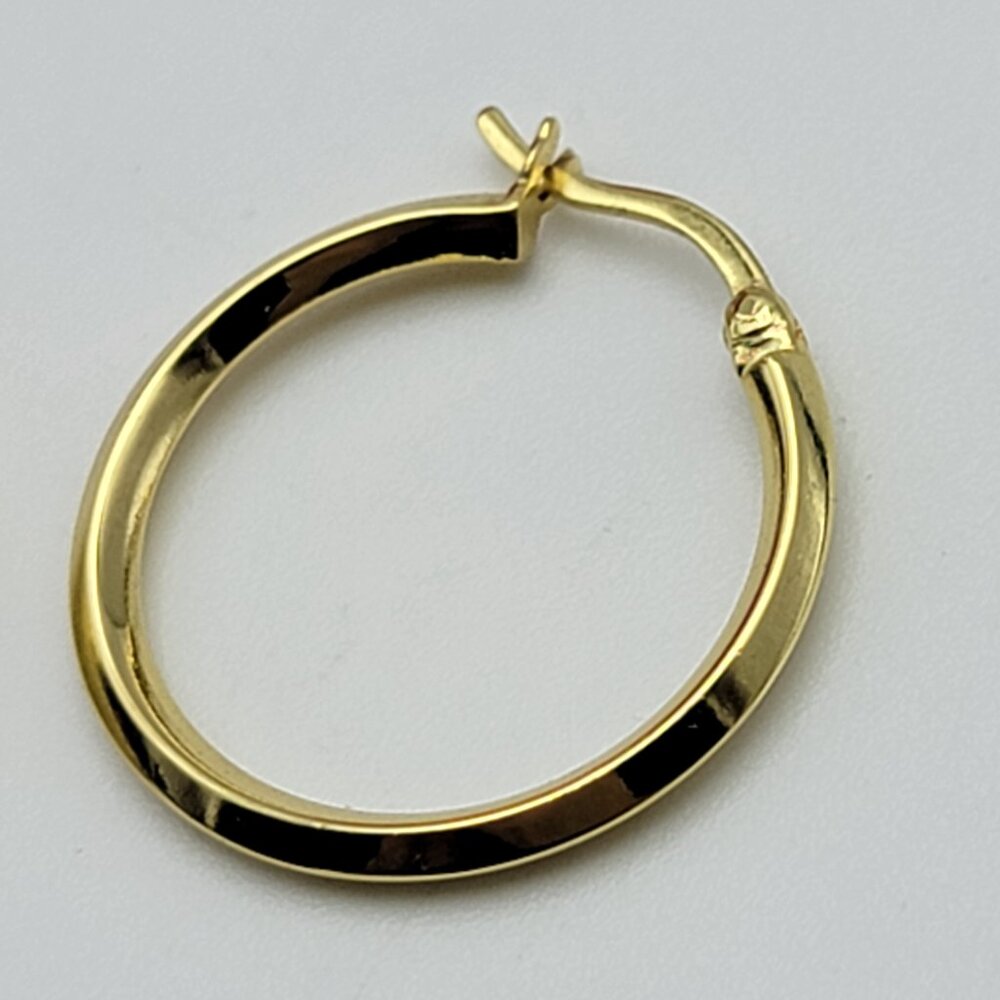 AV 925 Sterling Silver Gold Vermeil Hoop Earrings 26mm Latch-Back Lever-Back - Picture 3 of 8